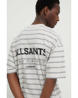 AllSaints t-shirt bawełniany UNDERGROUND STRIPE S kolor szary wzorzysty