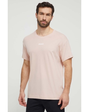 HUGO t-shirt lounge kolor różowy z nadrukiem