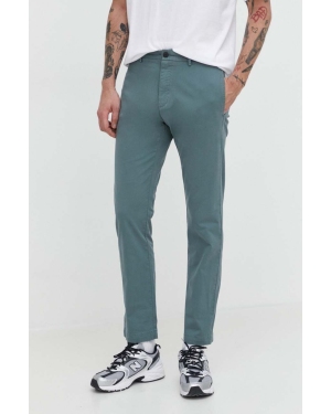 HUGO spodnie męskie kolor zielony dopasowane 50468314