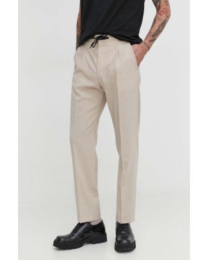 HUGO spodnie męskie kolor beżowy w fasonie chinos 50513977