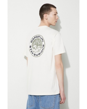 Napapijri t-shirt bawełniany S-Kotcho męski kolor beżowy z nadrukiem NP0A4HTVN1A1