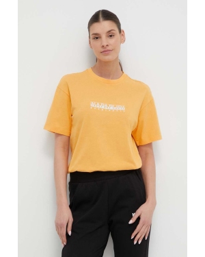 Napapijri t-shirt bawełniany S-Box damski kolor żółty NP0A4GDDY1J1
