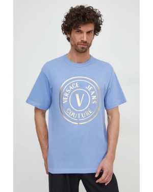 Versace Jeans Couture t-shirt bawełniany męski kolor niebieski z nadrukiem