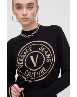 Versace Jeans Couture sweter kolor czarny lekki z półgolfem 76HAFM21 CMH40
