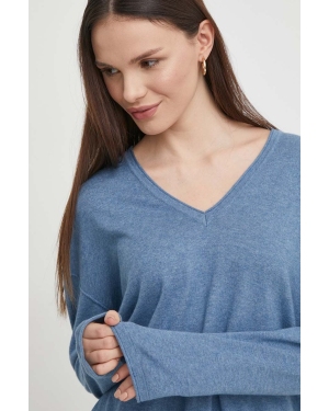 Mos Mosh sweter z domieszką kaszmiru kolor niebieski lekki