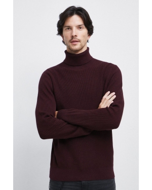 Medicine sweter bawełniany męski kolor bordowy z golferm