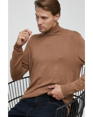 Medicine sweter męski kolor brązowy lekki z golferm