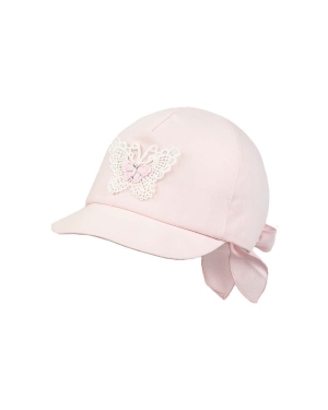 Jamiks czapka z daszkiem dziecięca NARA kolor różowy z aplikacją