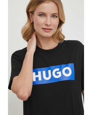 Hugo Blue t-shirt bawełniany damski kolor czarny 50510874