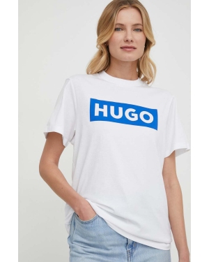 Hugo Blue t-shirt bawełniany damski kolor biały