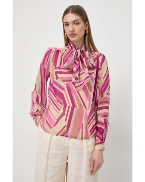 Luisa Spagnoli bluzka jedwabna kolor fioletowy wzorzysta