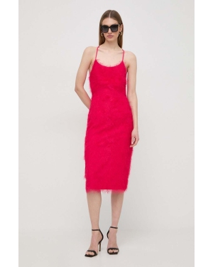 Twinset sukienka kolor różowy midi prosta