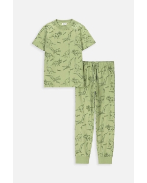 Coccodrillo piżama bawełniana dziecięca kolor zielony wzorzysta