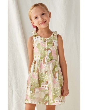Mayoral sukienka bawełniana dziecięca kolor zielony mini rozkloszowana