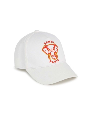 Kenzo Kids czapka z daszkiem bawełniana dziecięca kolor biały z aplikacją