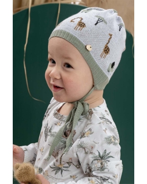 Jamiks czapka bawełniana dziecięca SAMAIL kolor zielony z cienkiej dzianiny