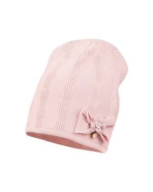 Jamiks czapka dziecięca INAS kolor różowy z cienkiej dzianiny