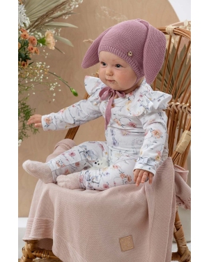 Jamiks czapka bawełniana dziecięca PILVI kolor różowy z cienkiej dzianiny bawełniana