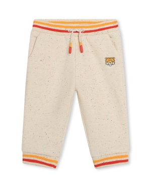 Kenzo Kids spodnie dresowe dziecięce kolor beżowy z nadrukiem