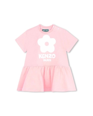 Kenzo Kids sukienka bawełniana dziecięca kolor różowy mini rozkloszowana