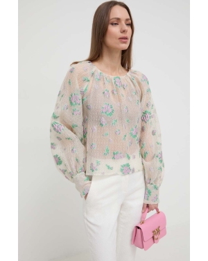 Custommade bluzka Berete damska kolor beżowy wzorzysta 999395250