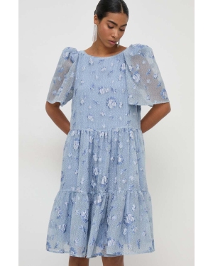 Custommade sukienka Jamina kolor niebieski mini rozkloszowana 999395482