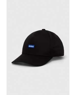 Hugo Blue czapka z daszkiem bawełniana kolor czarny z aplikacją 50522291