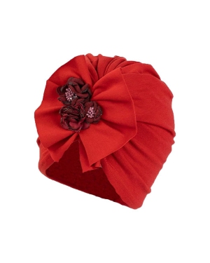 Jamiks czapka dziecięca ELINNOR kolor czerwony z cienkiej dzianiny