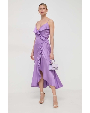 Twinset sukienka kolor fioletowy midi rozkloszowana