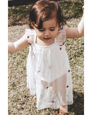 That's mine sukienka bawełniana niemowlęca Hirsa kolor beżowy mini rozkloszowana