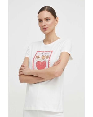 Twinset t-shirt bawełniany damski kolor beżowy