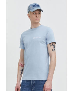 Karl Lagerfeld Jeans t-shirt bawełniany męski kolor niebieski z aplikacją