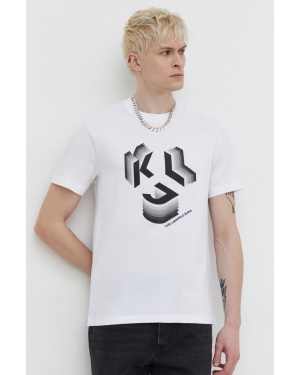 Karl Lagerfeld Jeans t-shirt bawełniany męski kolor biały z nadrukiem