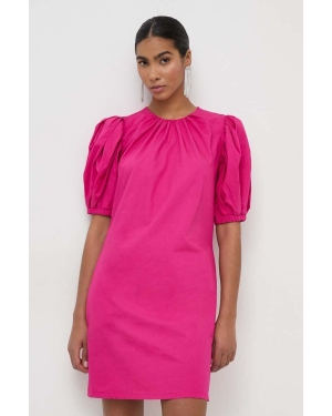 Silvian Heach sukienka bawełniana kolor różowy mini prosta