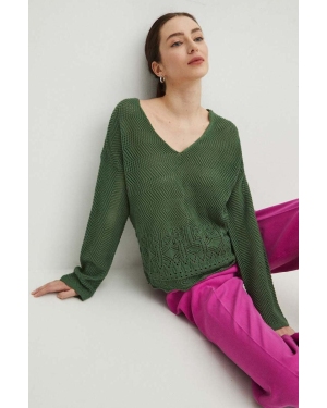 Medicine sweter damski kolor zielony ciepły