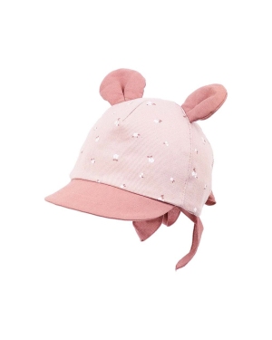 Jamiks czapka z daszkiem bawełniana dziecięca SYLVIANE kolor różowy wzorzysta