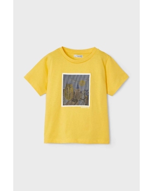 Mayoral t-shirt bawełniany dziecięcy kolor żółty z aplikacją