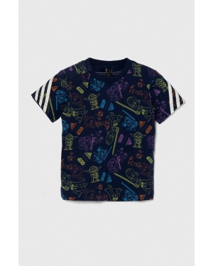 adidas t-shirt bawełniany dziecięcy x Star Wars kolor granatowy wzorzysty