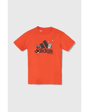 adidas t-shirt bawełniany dziecięcy kolor pomarańczowy z nadrukiem