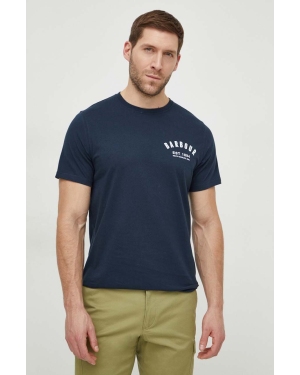 Barbour t-shirt bawełniany męski kolor granatowy z nadrukiem
