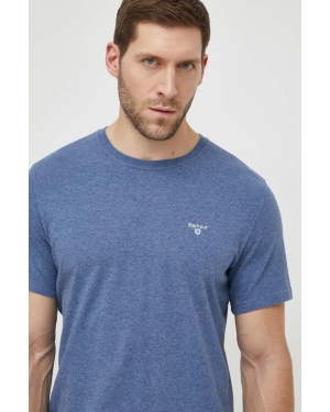 Barbour t-shirt bawełniany męski kolor niebieski gładki