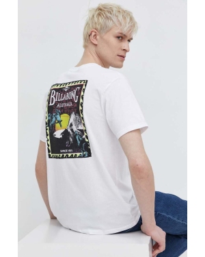 Billabong t-shirt bawełniany męski kolor biały z nadrukiem