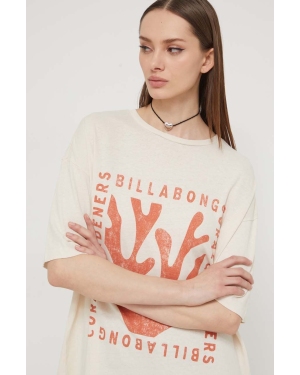 Billabong t-shirt bawełniany BILLABONG X CORAL GARDENERS damski kolor beżowy