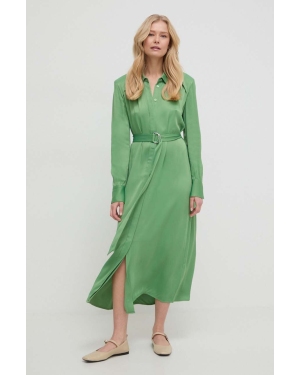 BOSS sukienka kolor zielony midi oversize