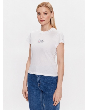 Tommy Jeans T-Shirt Essential Logo DW0DW15441 Biały Regular Fit