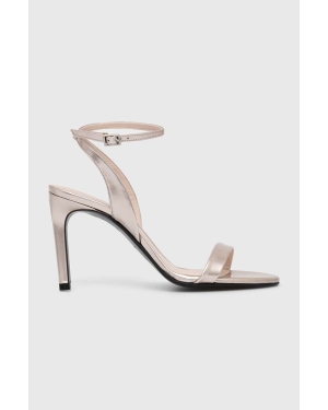 Calvin Klein sandały skórzane HEEL SANDAL 90 PEARL kolor złoty HW0HW02026
