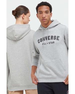 Converse bluza kolor szary z kapturem z nadrukiem