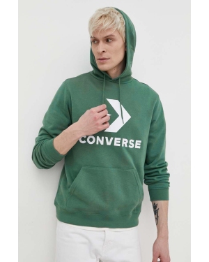 Converse bluza kolor zielony z kapturem z nadrukiem