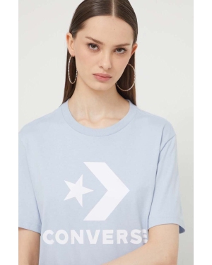 Converse t-shirt bawełniany kolor niebieski z nadrukiem