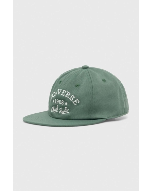 Converse czapka z daszkiem kolor zielony z aplikacją